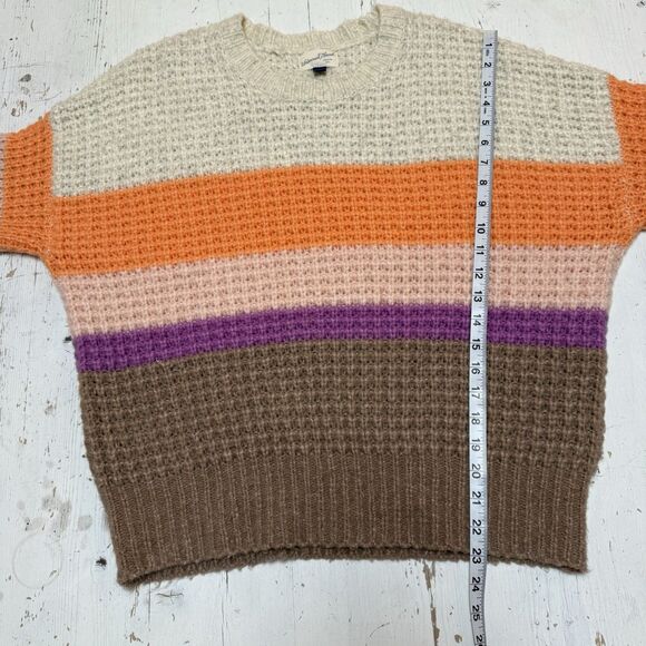 Universal Thread Striped Knit Sweater M Crewneck Pullover Orange Purpke Winter - Picture 11 of 14